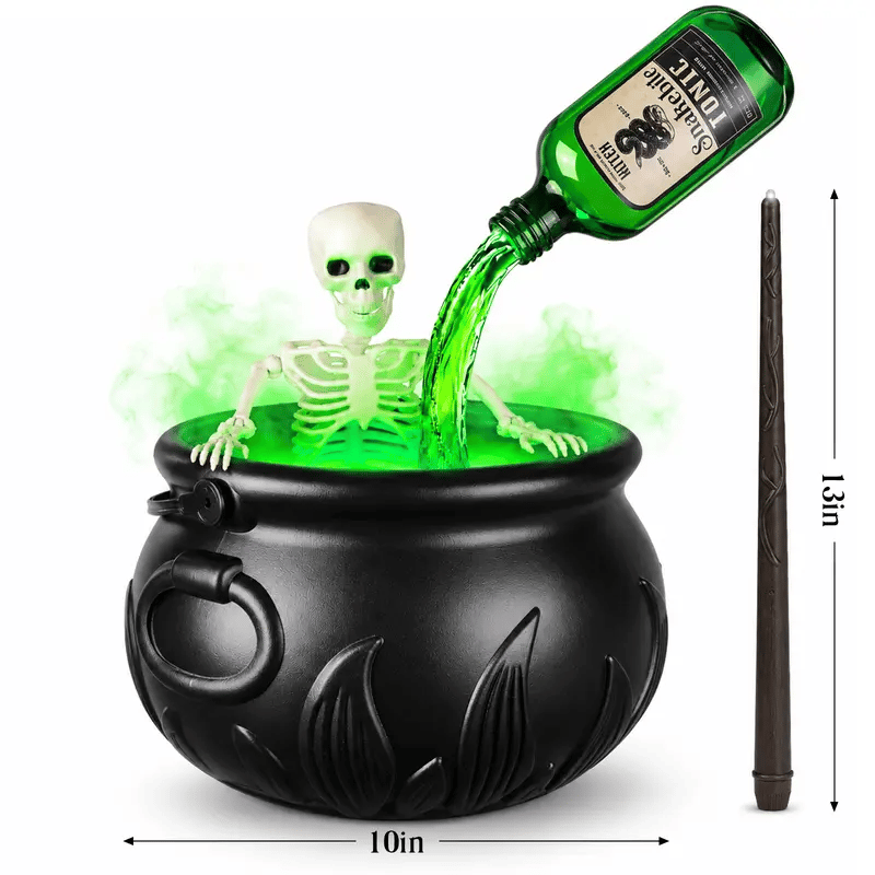 Halloween Witch Cauldron Decor with Floating Potion Bottle