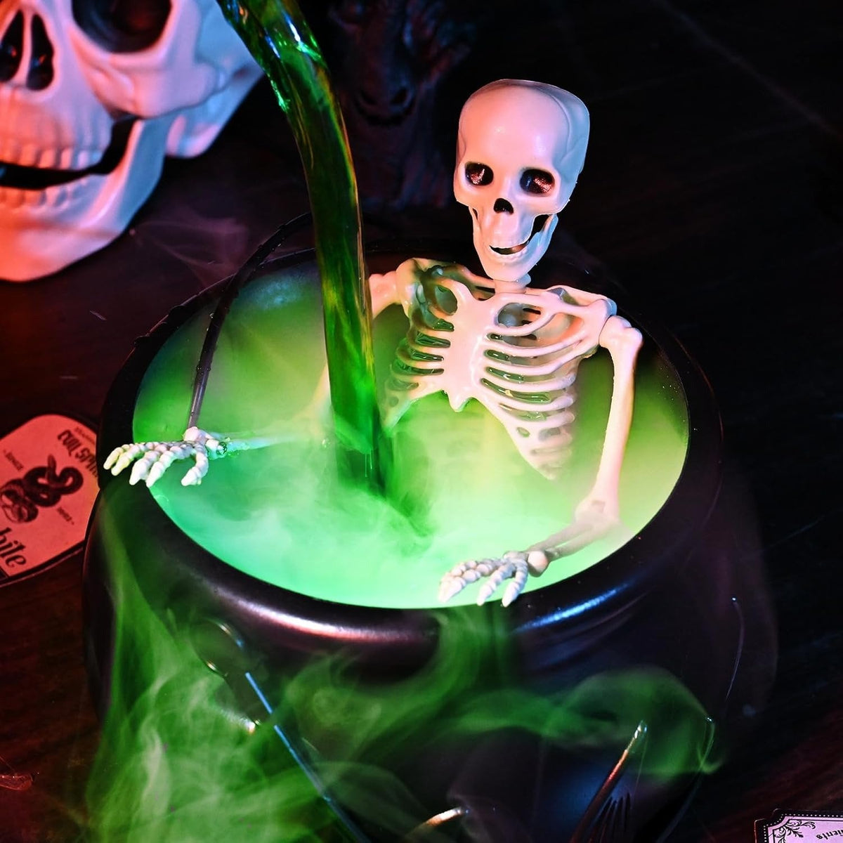 Halloween Witch Cauldron Decor with Floating Potion Bottle