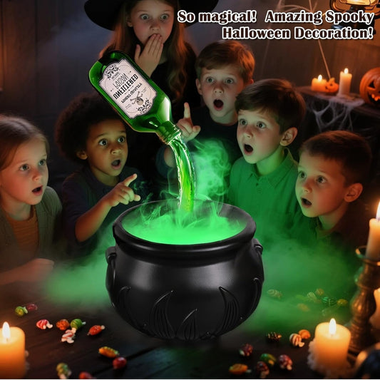 Halloween Witch Cauldron Decor with Floating Potion Bottle