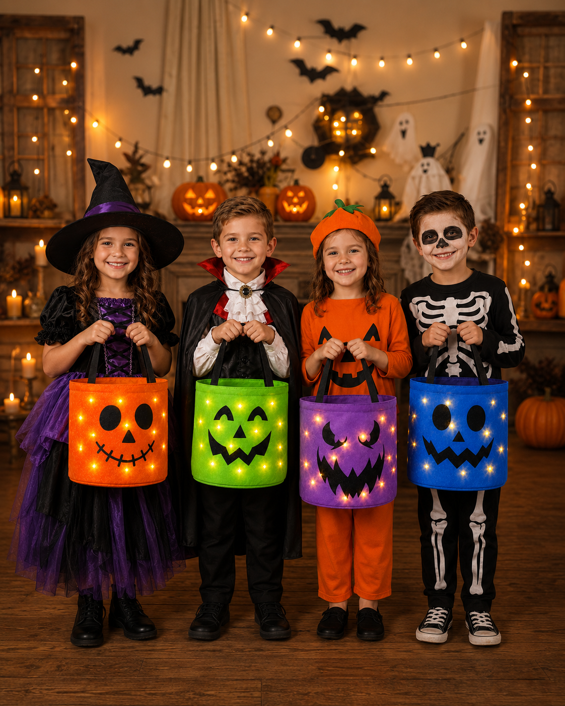 GlowGhoul LED Light-Up Halloween Candy Bucket