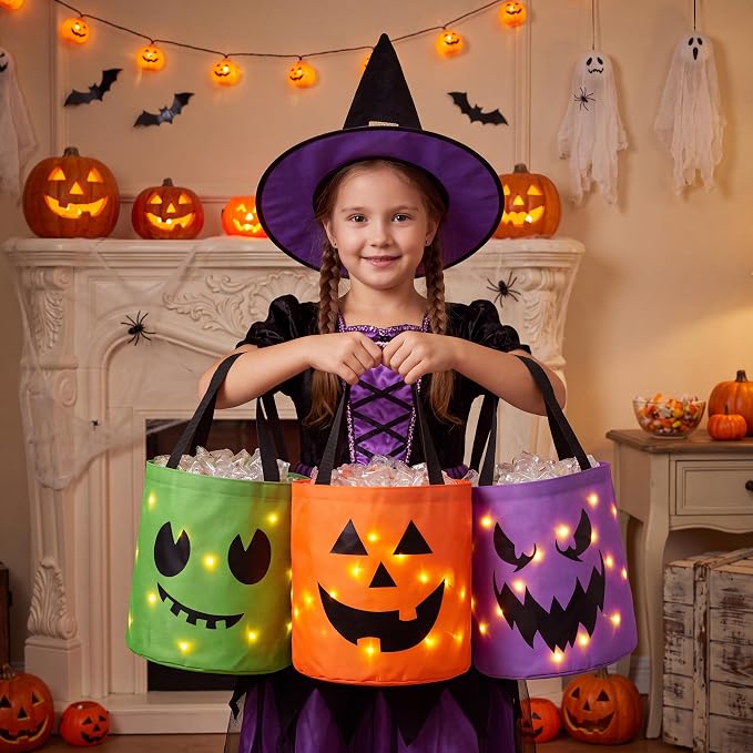GlowGhoul LED Light-Up Halloween Candy Bucket